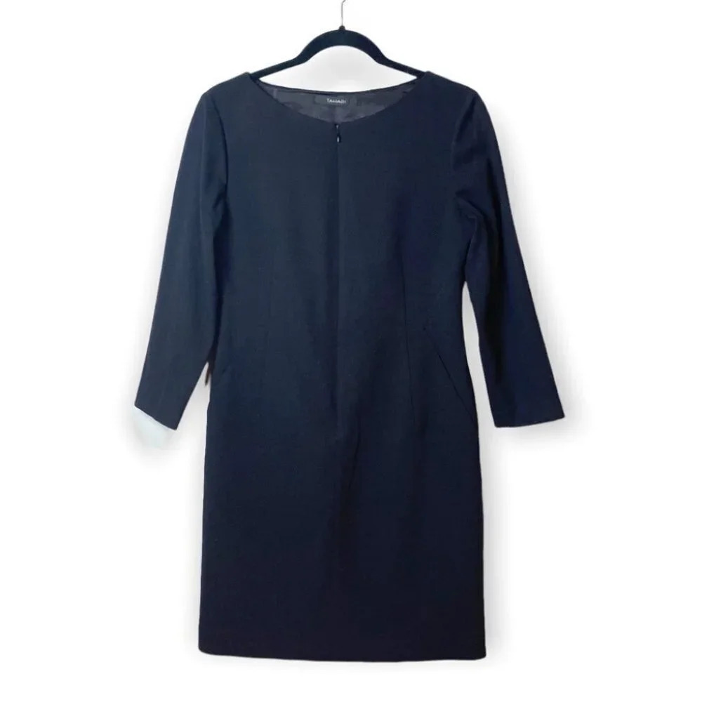 Tahari  Black Long Sleeve Front Zipper Dress